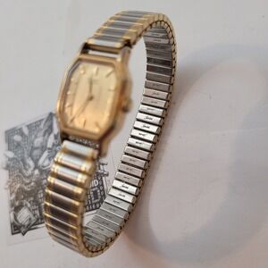 Seiko Watch Women Gold Tone Octagonal Case Two Tone Speidel Band 2C20-5769 Vtg